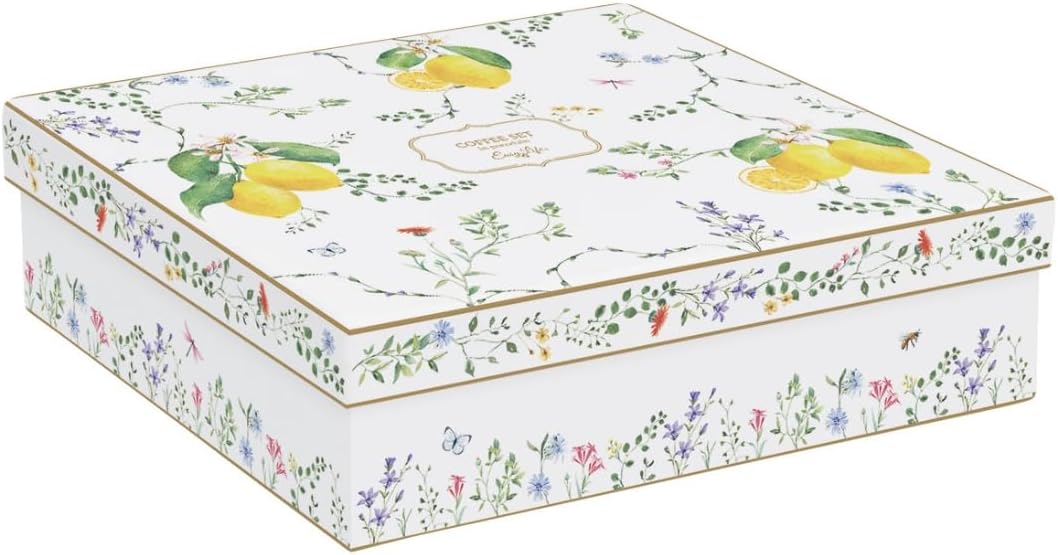 Coffret 6 tasses à café “Fleurs et Citrons”