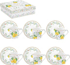 Coffret 6 tasses à café “Fleurs et Citrons”