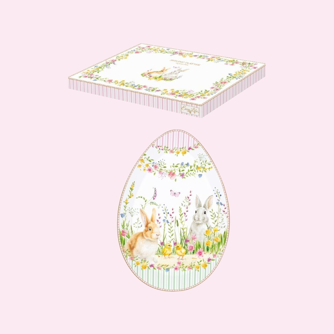Coffret Plat en Forme d’Œuf 36 x 24 cm – Happy Easter Pâque