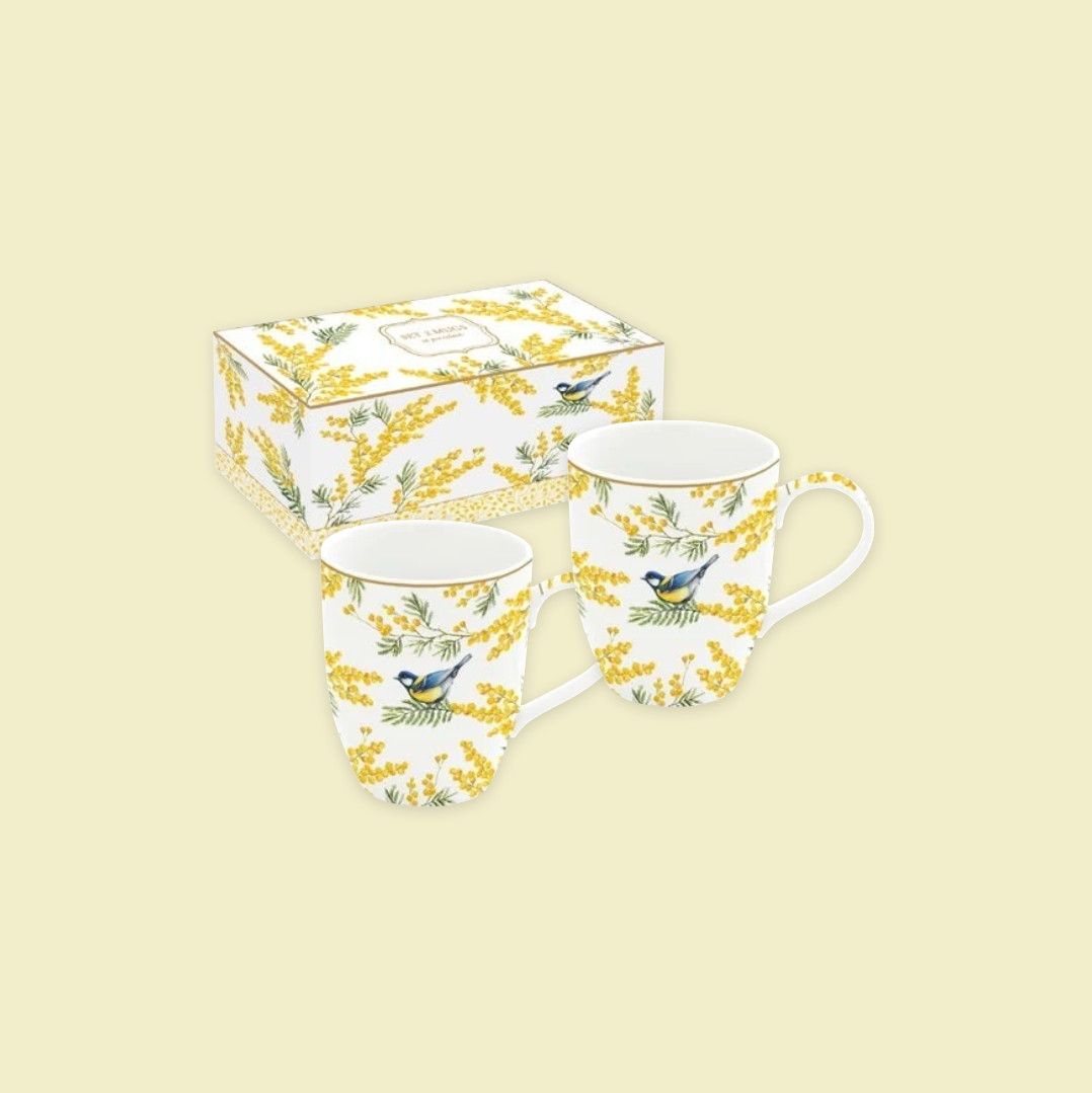 Coffret 2 Mugs en Porcelaine 350 ml – Mimosa Pâque