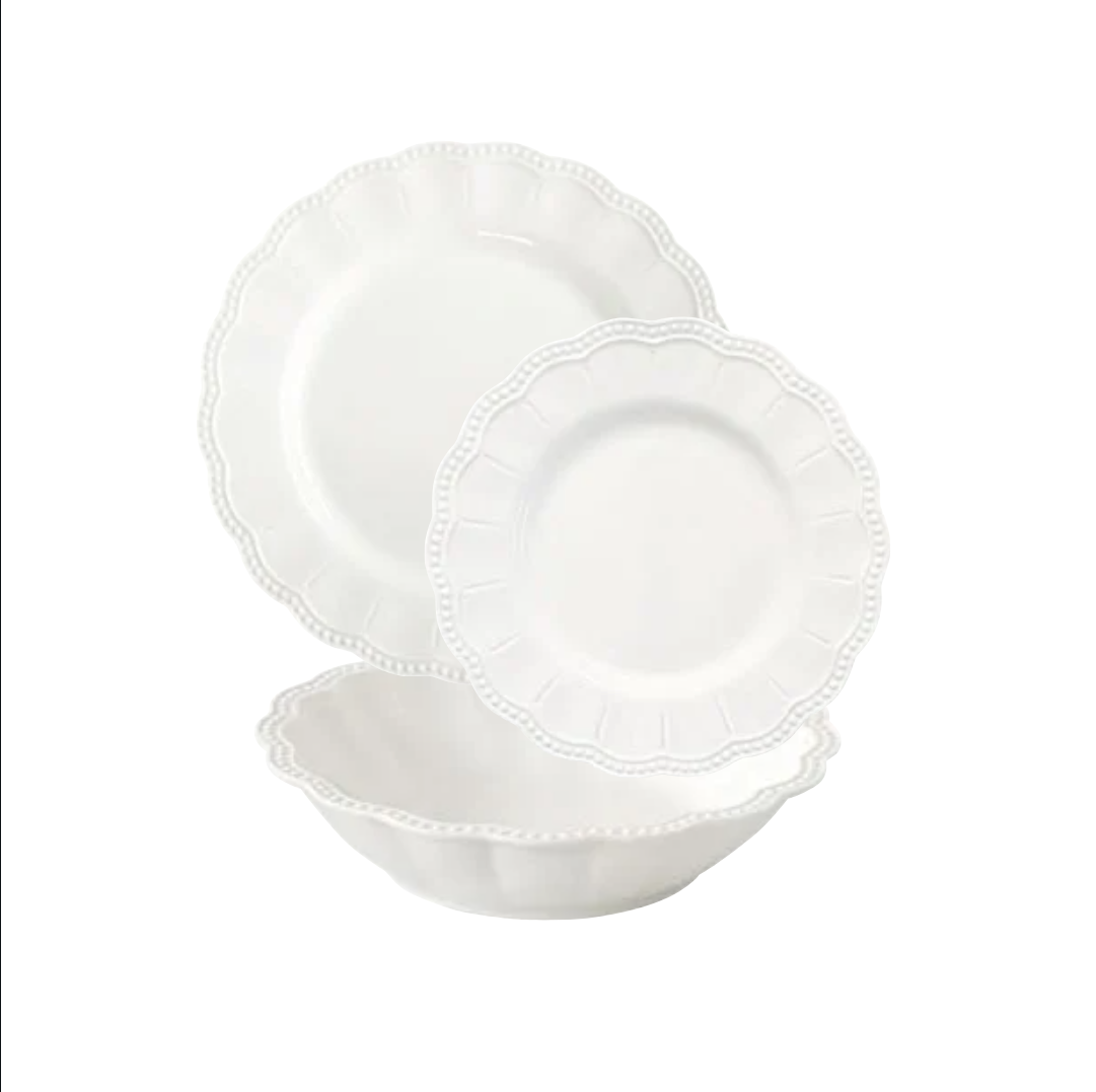 Service de table 18 pièces "Eite" Porcelaine Rouge Et blanc