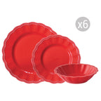 Service de table 18 pièces "Eite" Porcelaine Rouge Et blanc