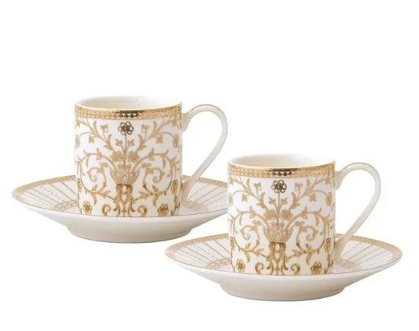 Golden Set de 2 tasses à café avec soucoupes – Pozzi Milano 1876