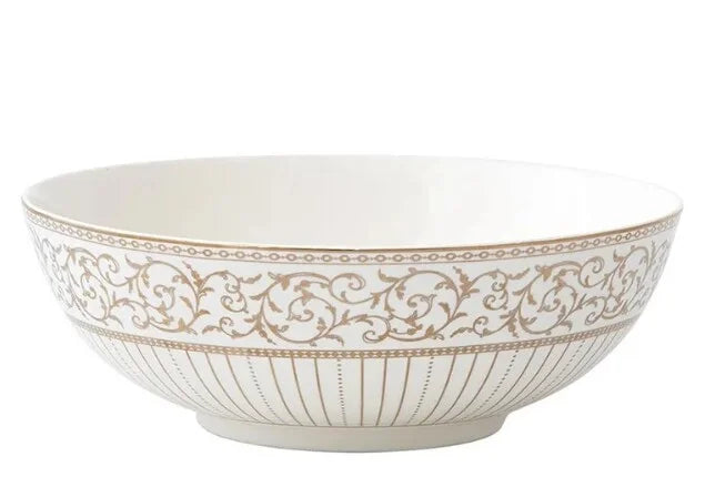 Saladier en porcelaine Ø23 cm avec bord doré – Collection Golden Pozzi Milano 1876. Élégance italienne haut de gamme chez Maison H Luxury.