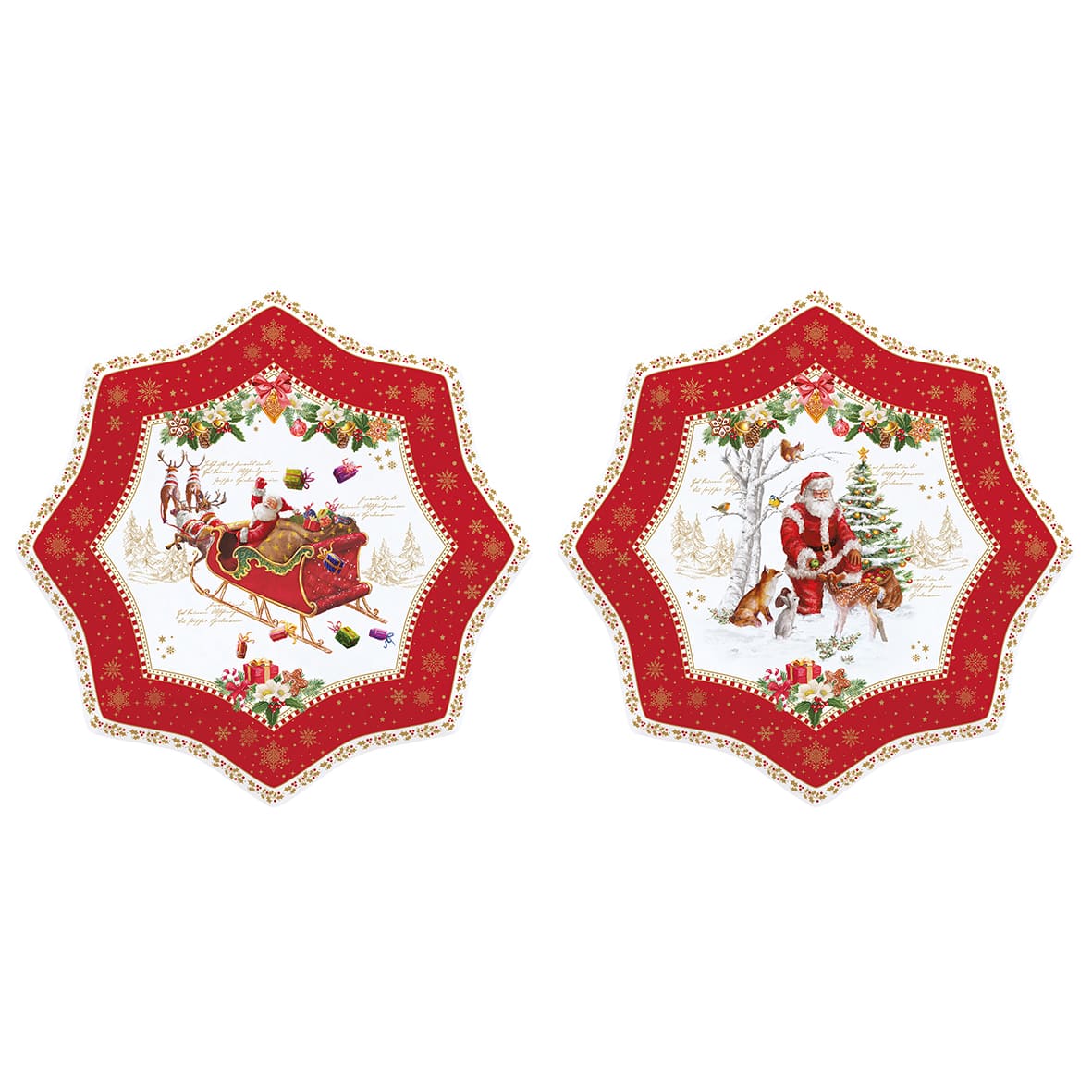 Coffret 2 assiettes étoile Noël 20 cm en porcelaine Easy Life – Maison H Luxury