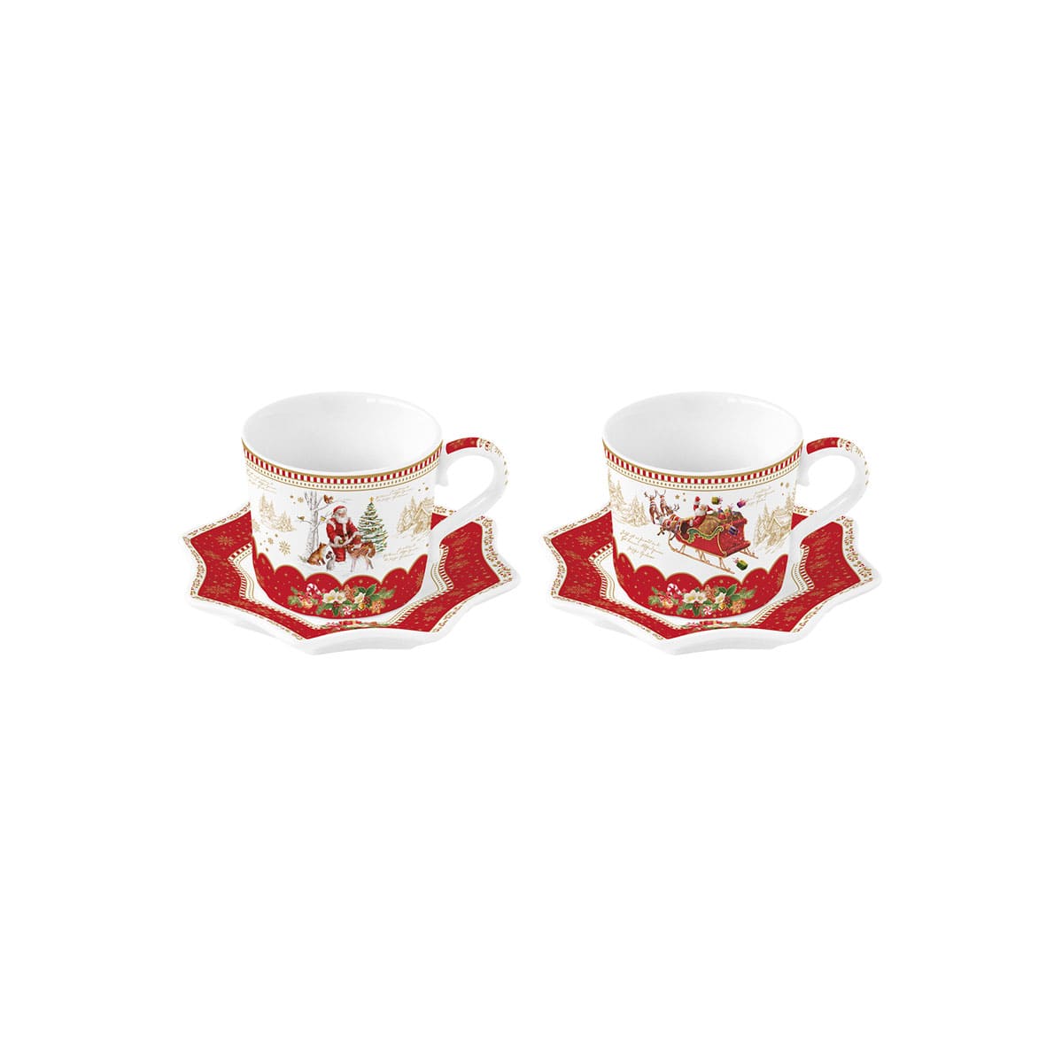 2 tasses à café Noël 12 cl en porcelaine – Maison H Luxury