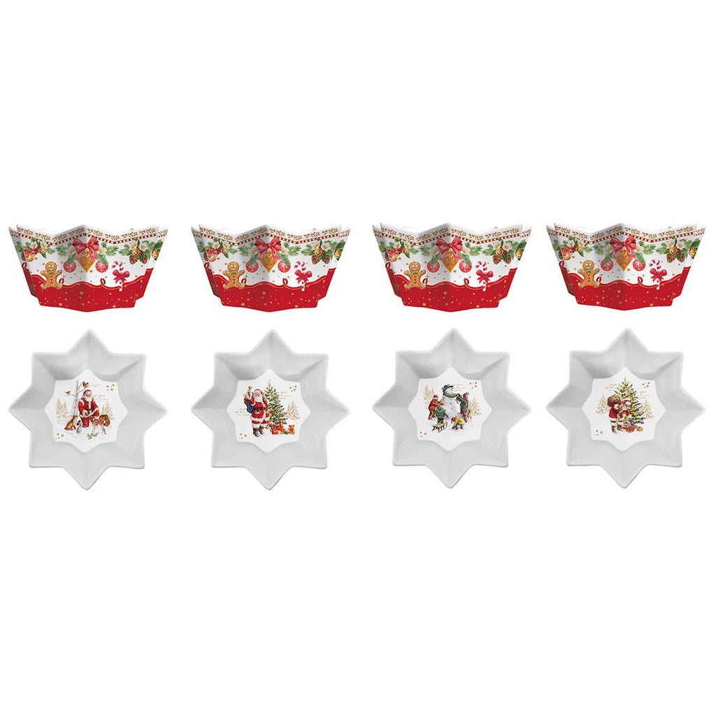 Coffret 4 Bols Étoile Noël Ø11 cm