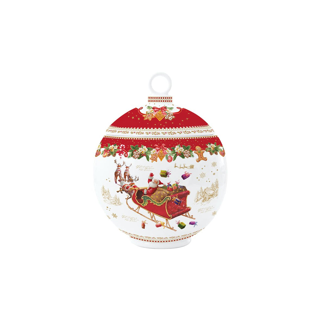 Boîte à biscuits Noël Ø15,5x12 cm en porcelaine Easy Life. Élégante et festive, à retrouver dans la collection Maison H Luxury.