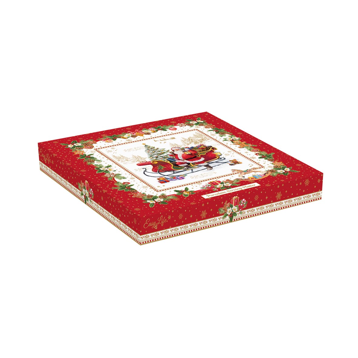 Plat carré étoile 30x30 cm en porcelaine Easy Life. Un design festif à retrouver en exclusivité chez Maison H Luxury.