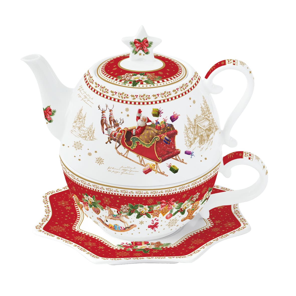 Théière égoïste Noël 45 cl en porcelaine Easy Life. Coffret cadeau raffiné disponible chez Maison H Luxury.
