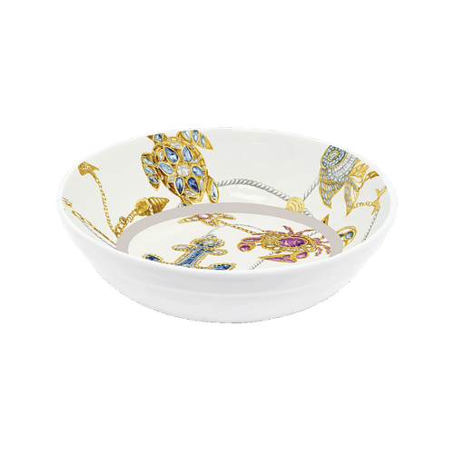 Assiette creuse ⌀23 cm "Portofino" Baci Milano en mélamine avec motifs marins et dorures