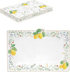 Plat en porcelaine 36×24 cm, motif citron et fleurs – Collection Fleurs et Citrons. Élégance Easy Life x Maison H Luxury.