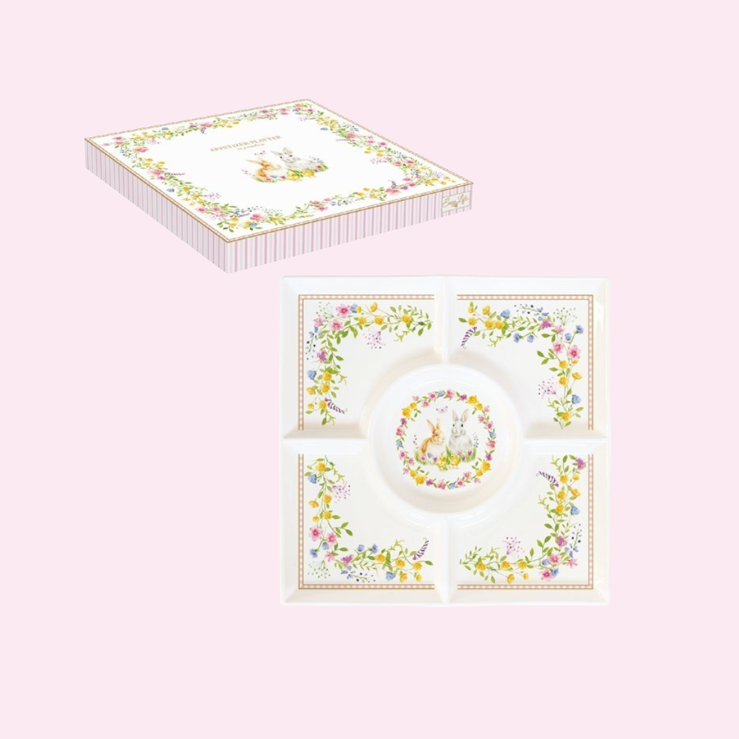 Plat Apéritif 25 x 25 cm en Coffret Cadeau – Happy Easter Pâque