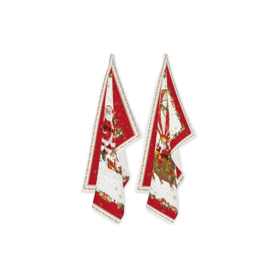 Set 2 serviettes de table 100 % coton avec motifs de Noël. Élégance et esprit festif signés Maison H Luxury.