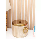 SEAU A GLACONS EN BOIS BLANC METAL DORE 20X25X20CM