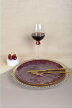MENAGERE 24 PIECES DOREE AVEC FINITION MARTELEE
