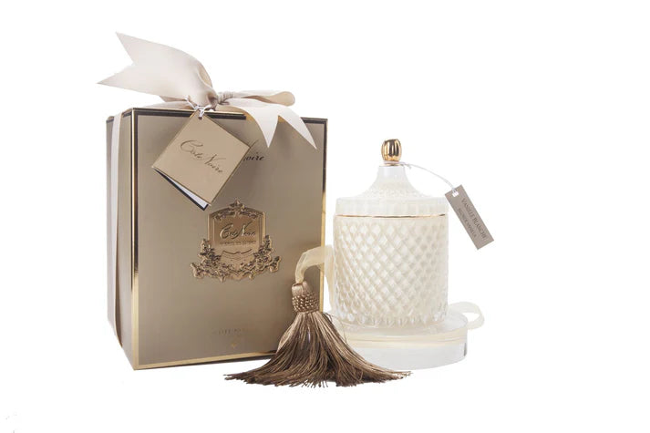 Grande Bougie Art Déco Crème & Or - Vanille Blonde