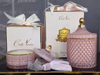 Grande bougie Art Déco Rose & Or - Champagne Rose