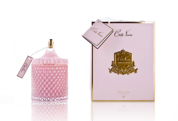 Grande bougie Art Déco Rose & Or - Champagne Rose