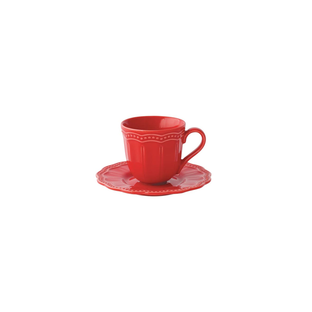 Tasse à café avec soucoupe “Elite” Porcelaine Rouge et blanc