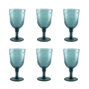 Verres à vin turquoise acrylique - lot de 6