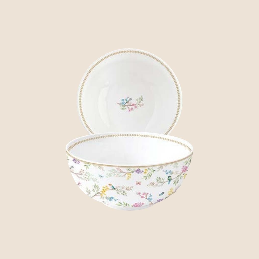 SALADIER Ø 23cm HAUTEUR 10,5 cm EN PORCELAINE de la marque Easy life de la collection Birds Melody SALADIER Ø 23cm HAUTEUR 10,5 cm EN PORCELAINE de la marque Easy life de la collection Birds Melody