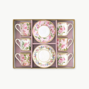 Service de 6 tasses à café avec soucoupes 100 ml Chant des roses
