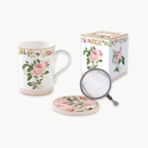 Mug avec infuseur et sous-verre 350 ml Chant des roses
