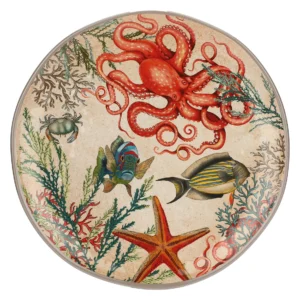 plateaux ronds sea life 42 cm, mélamine