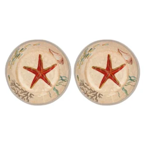 sea life set 2 plaques plates 19,5 cm, mélamine double