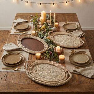 Accueil plateau ovale mappa en cm 36x55 signé giovanna locateli