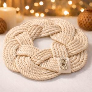 nappron couronne en corde tissé beige