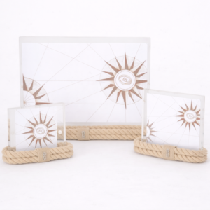 cadre photo double face en plexiglass avec corde marine signée giovanna locatelli