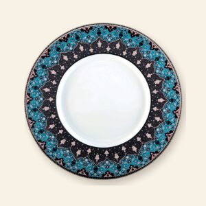 Assiette à dessert Dhara bleu Deshoulières Ø 22 cm — porcelaine de Limoges, décor oriental Dhara bleu