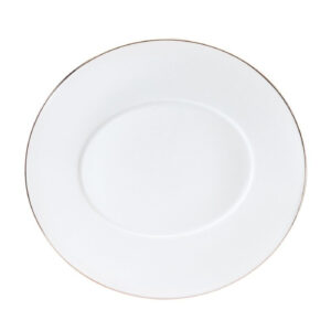 Assiette à dessert Épure Platine Deshoulières 25 × 23,5 cm — porcelaine de Limoges, design minimaliste Épure Platine