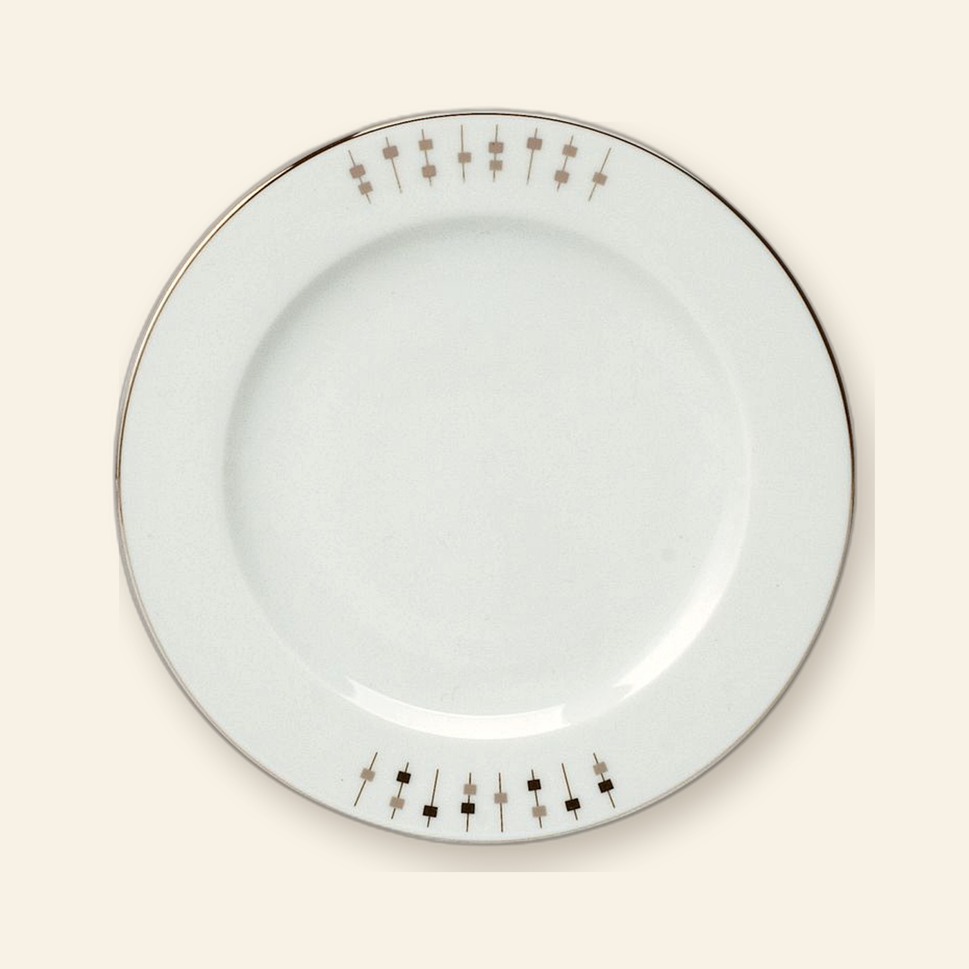 Assiette à pain Carrousel Deshoulières — décor platine et graphite