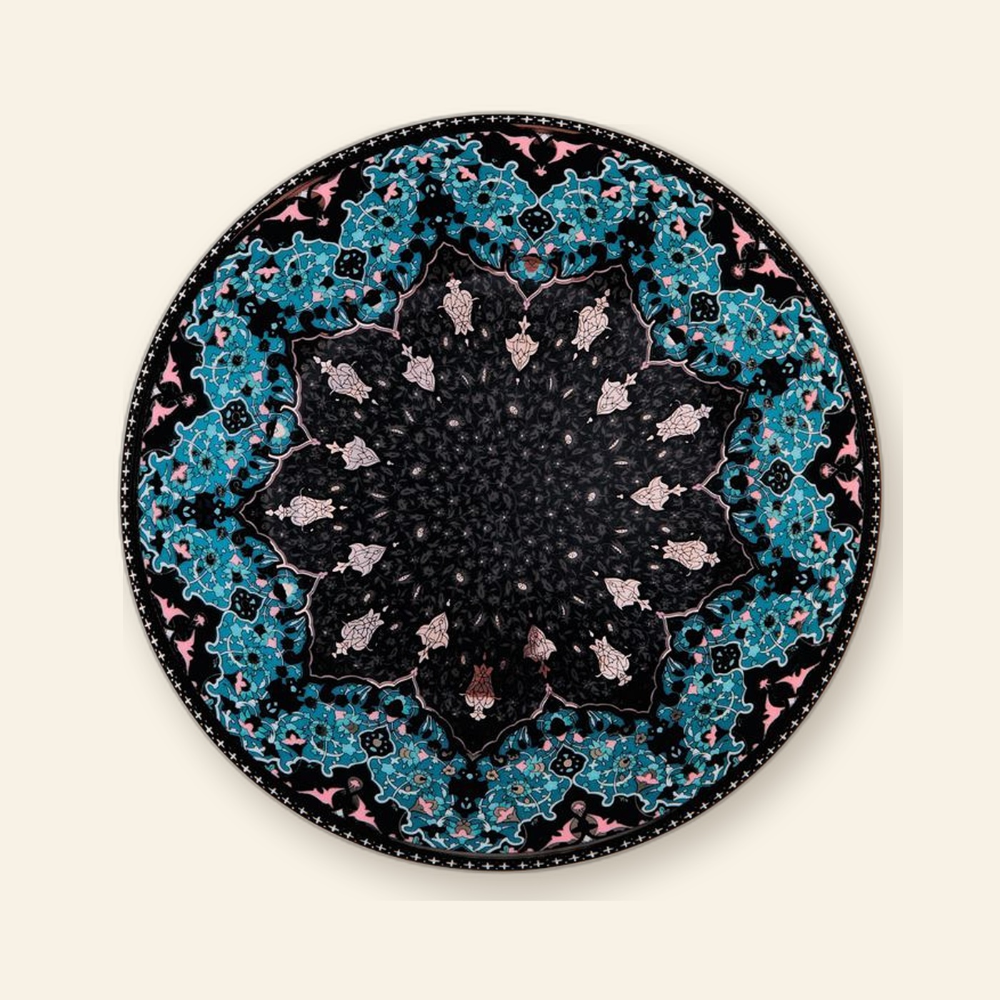 Assiette à pain Dhara bleu Deshoulières — décor oriental bleu canard et indigo