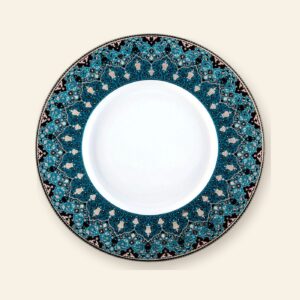 Assiette plate Dhara bleu Deshoulières Ø 28 cm — porcelaine de Limoges, décor oriental Dhara bleu