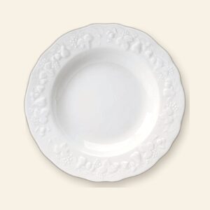 Coffret de 6 assiettes creuses à aile California Deshoulières 23 cm — porcelaine de Limoges blanche, fabriquée en France