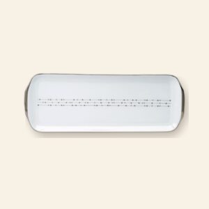Plat à cake Carrousel Deshoulières 40 × 14,5 cm — porcelaine de Limoges, décor Carrousel