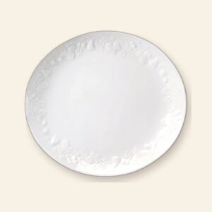 Coffret de 6 assiettes ovales à steak California Deshoulières 29 × 26,5 cm — porcelaine de Limoges blanche, fabriquée en France
