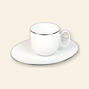 Tasse et soucoupe à café Épure Platine Deshoulières 11 cl — porcelaine de Limoges, design minimaliste Épure Platine