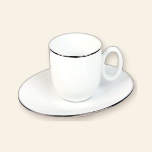 Tasse et soucoupe à moka Épure Platine Deshoulières 5 cl — porcelaine de Limoges, design minimaliste Épure Platine