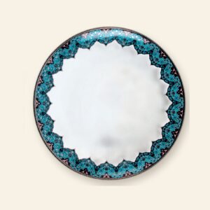 Plat rond plat Dhara bleu Deshoulières 30 cm — porcelaine de Limoges, décor oriental Dhara bleu