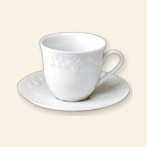 Coffret de 6 tasses et soucoupes à café California Deshoulières 12 cl — porcelaine de Limoges blanche, fabriquée en France