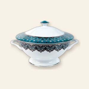 Soupière Dhara bleu Deshoulières 175 cl — porcelaine de Limoges, décor oriental Dhara bleu