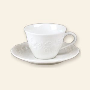 Coffret de 6 tasses et soucoupes à moka California Deshoulières 9 cl — porcelaine de Limoges blanche, fabriquée en France