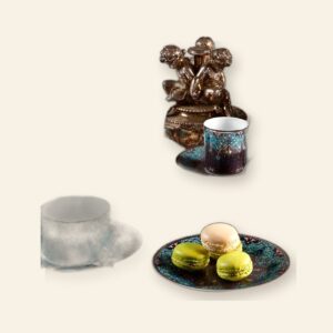 Tasse médine grand modèle Dhara bleu Deshoulières 6 cl — porcelaine de Limoges, décor oriental Dhara bleu
