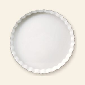 Moule à tarte California Deshoulières 30 cm — porcelaine de Limoges blanche, fabriquée en France