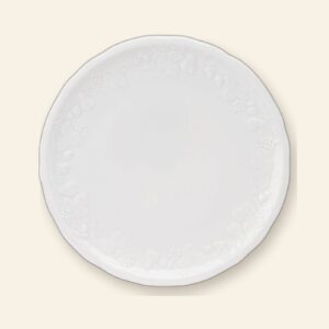 Plat à gâteaux California Deshoulières — porcelaine de Limoges blanche, fabriquée en France
